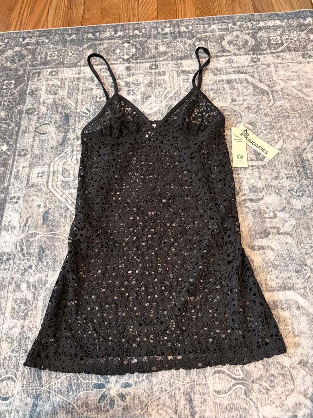 No Boundaries Black Lace Eyelet Swim Coverup Cami